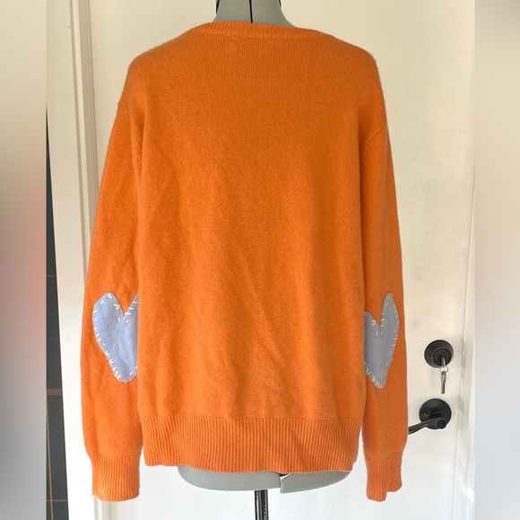Kerri Rosenthal “loved” Cashmere Sweater, Heart elbow Patches, Pumpkin, XL, GUC - Picture 9 of 12